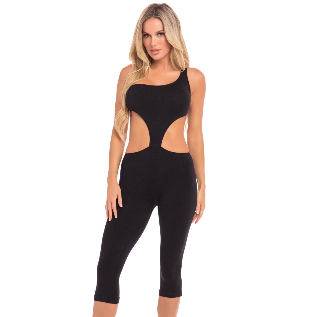rene rofe One Shoulder Cropped Catsuit