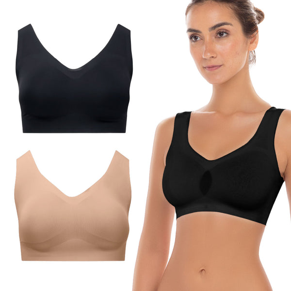 Rene Rofe Wireless Sports Bras With Removable Pads And Extra Back Support - 2 Pack