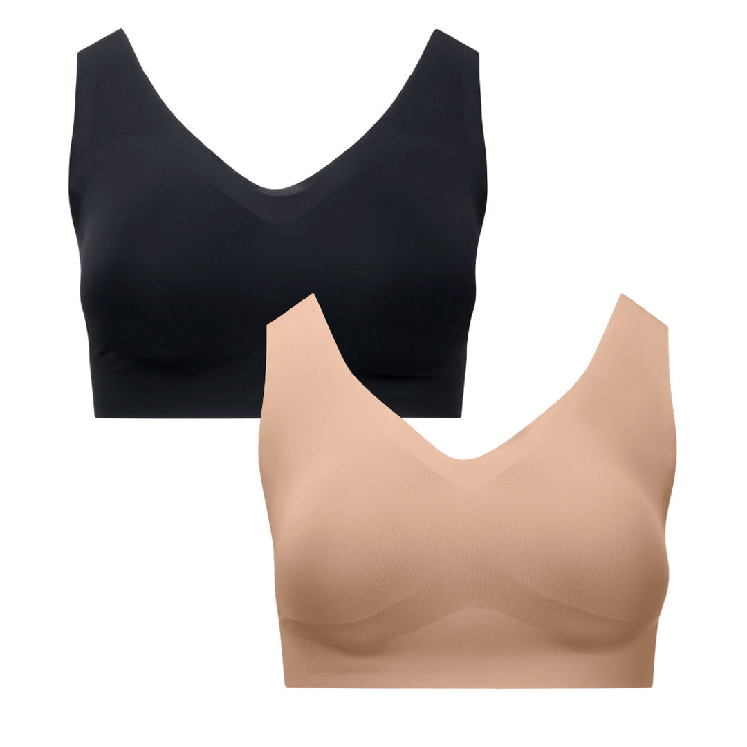 rene rofe Wireless Sports Bras with Removable Pads and Extra Back Support - 2 Pack