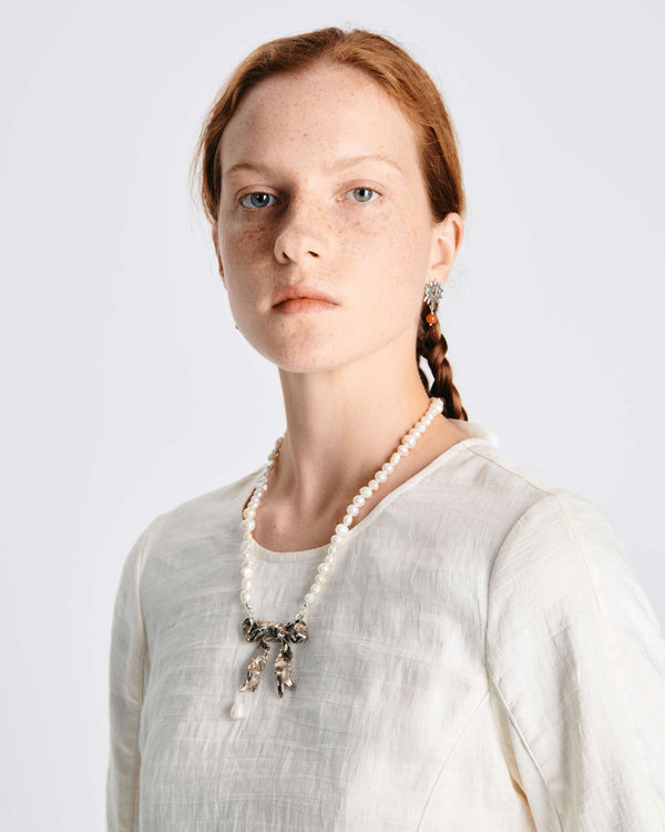 Renli Su Bronze Bow Pearl Necklace