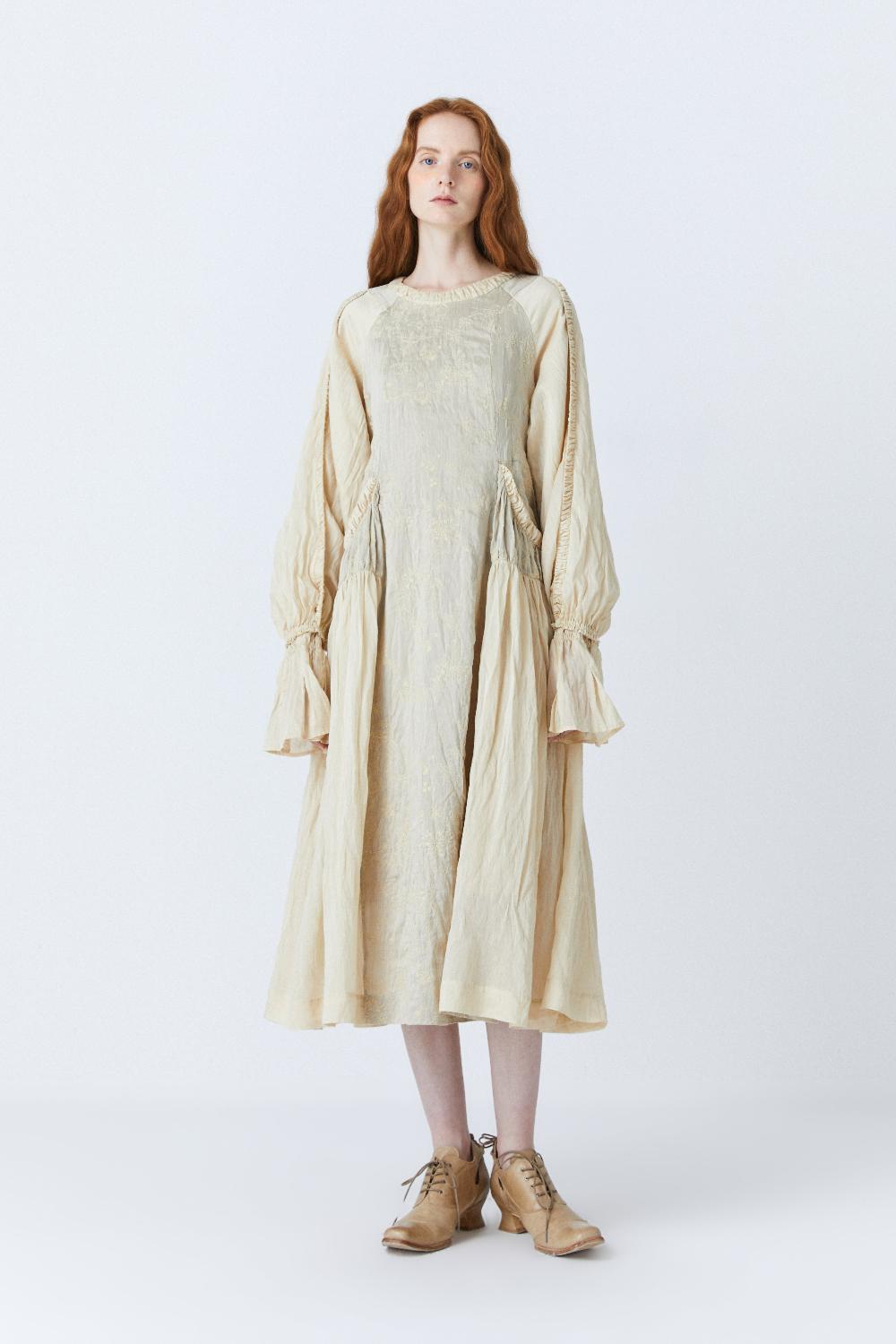 renli su Haline herbal dye dress in beige