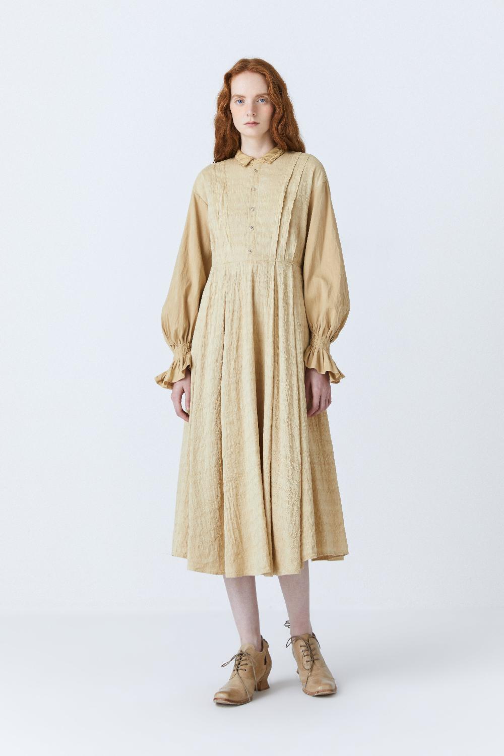 renli su Harley herbal dye dress in beige