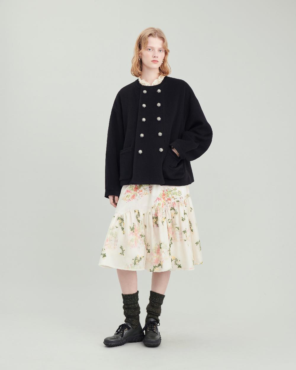 renli su Maida short coat in black