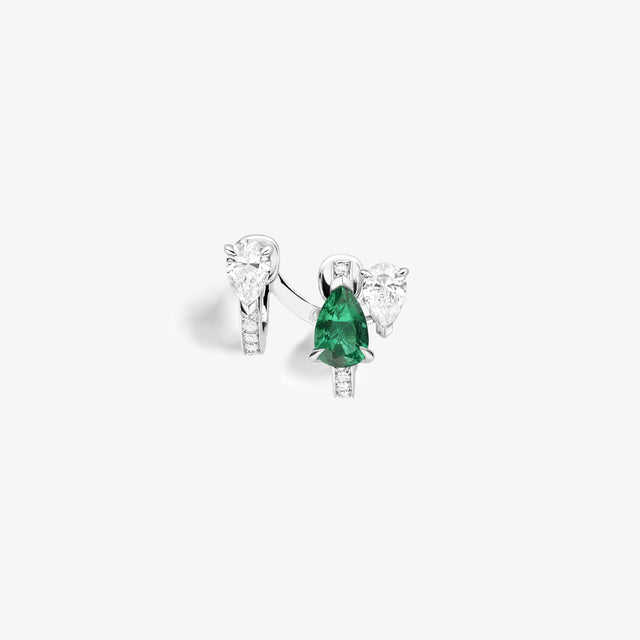 repossi Serti sur Vide earring set with 2 diamonds and 1 emerald