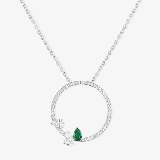 repossi Serti sur Vide pendant set with 2 diamonds and 1 emerald