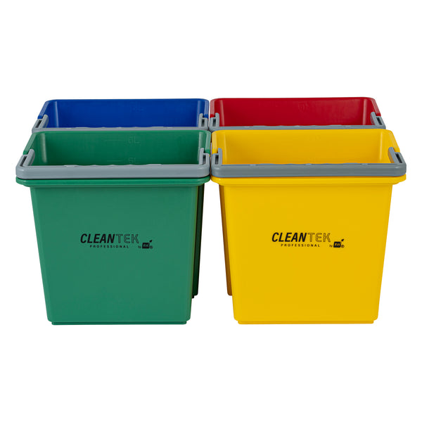 Restaurantware 1 RW Clean 6 Qt Green Cleaning Bucket 1 Blue Cleaning Bucket 1 Red Cleaning Bucket And 1 Yellow Cleaning Bucket