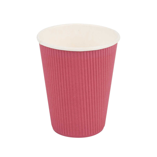 Restaurantware 12 Oz Crimson Paper Coffee Cup - Ripple Wall - 3 1/2" X 3 1/2" X 4 1/4" - 500 Count Box