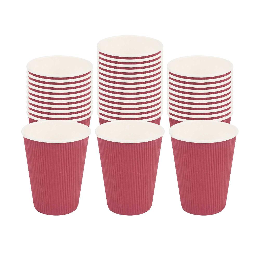 restaurantware 12 oz Crimson Paper Coffee Cup - Ripple Wall - 3 1/2" x 3 1/2" x 4 1/4" - 500 count box