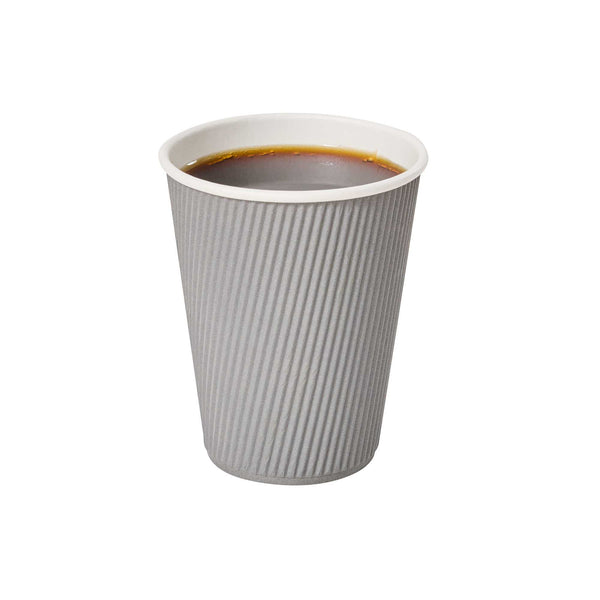 Restaurantware 12 Oz Gray Paper Coffee Cup - Ripple Wall - 3 1/2" X 3 1/2" X 4 1/4" - 500 Count Box