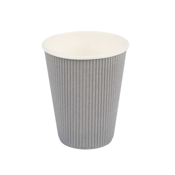 Restaurantware 12 Oz Gray Paper Coffee Cup - Ripple Wall - 3 1/2" X 3 1/2" X 4 1/4" - 500 Count Box