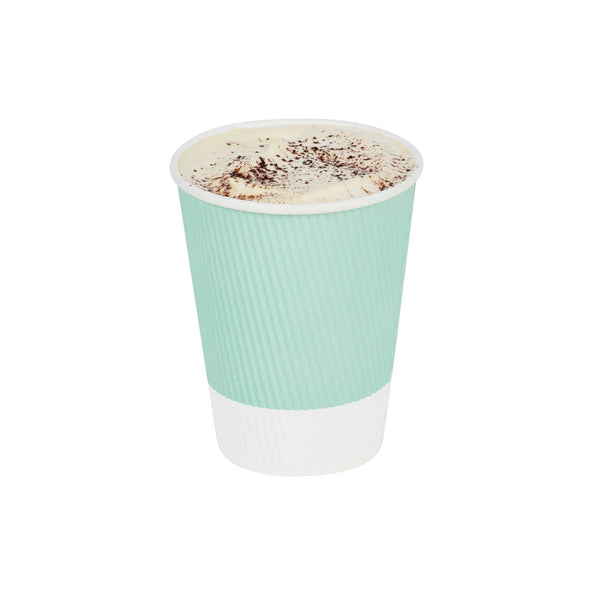 Restaurantware 12 Oz Light Green Paper Coffee Cup - Ripple Wall - 3 1/2" X 3 1/2" X 4 1/4" - 500 Count Box
