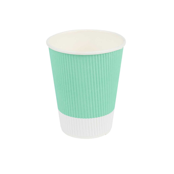 Restaurantware 12 Oz Light Green Paper Coffee Cup - Ripple Wall - 3 1/2" X 3 1/2" X 4 1/4" - 500 Count Box