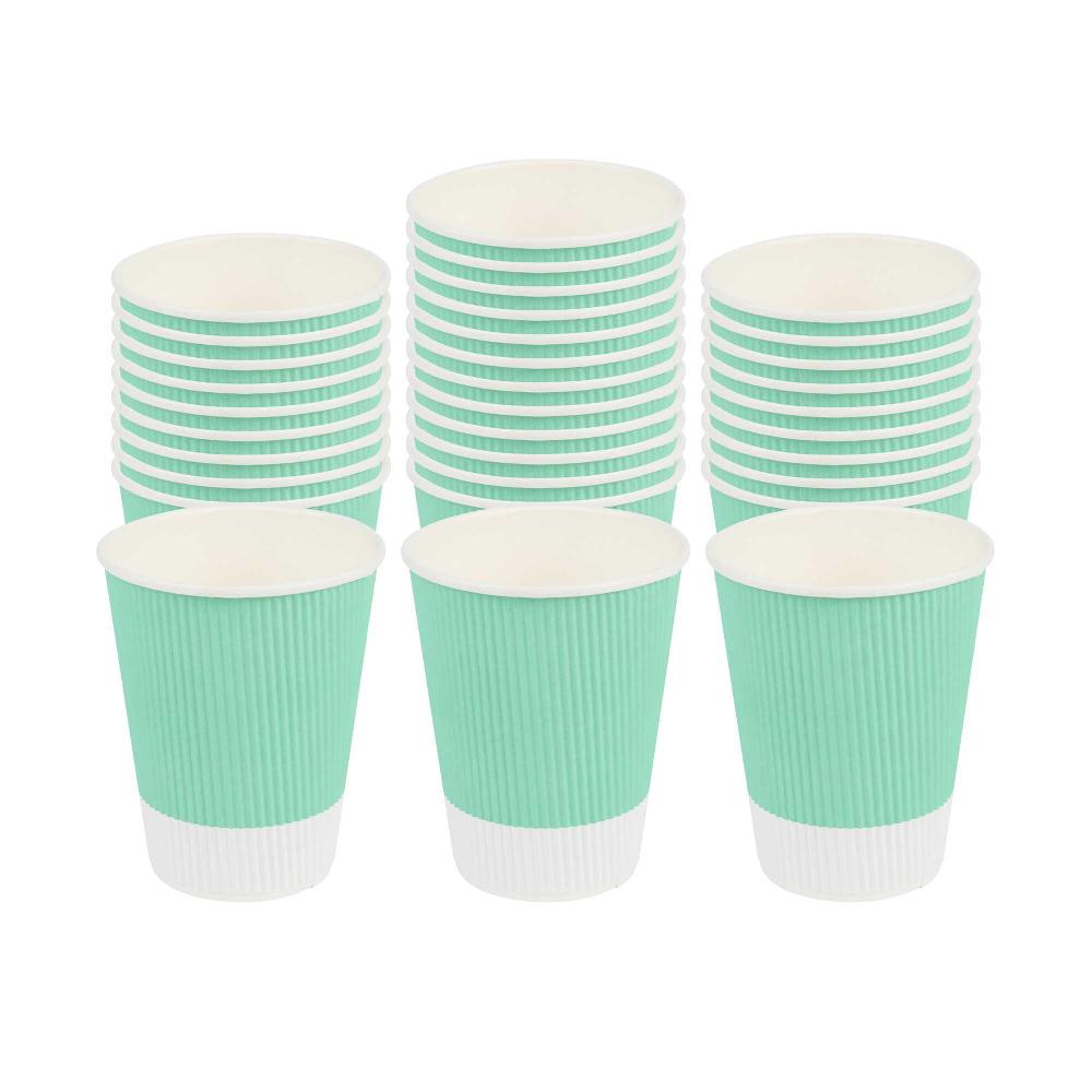 restaurantware 12 oz Light Green Paper Coffee Cup - Ripple Wall - 3 1/2" x 3 1/2" x 4 1/4" - 500 count box