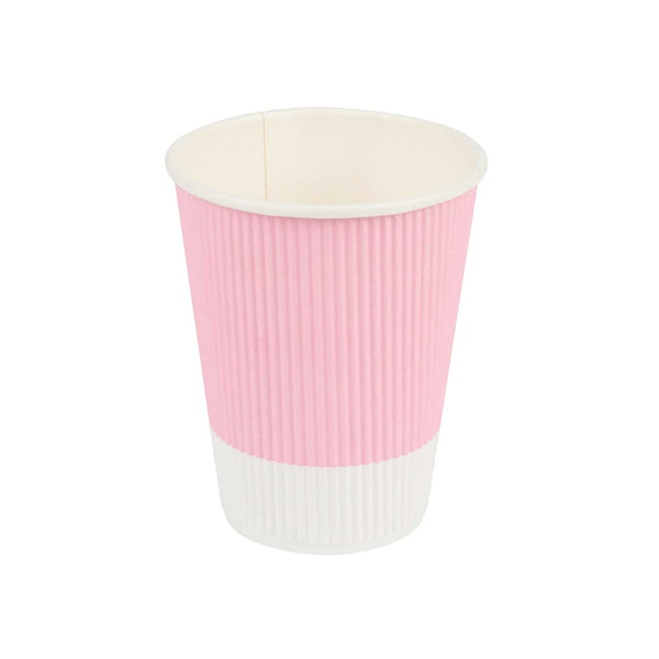 Restaurantware 12 Oz Light Pink Paper Coffee Cup - Ripple Wall - 3 1/2" X 3 1/2" X 4 1/4" - 500 Count Box