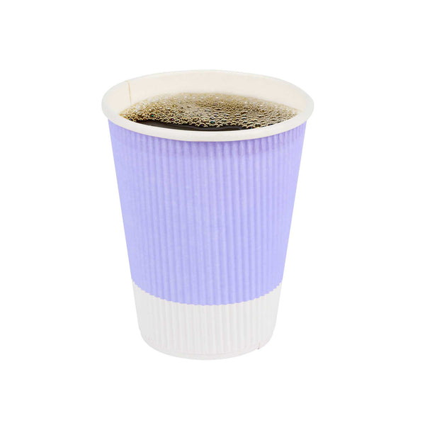 Restaurantware 12 Oz Light Purple Paper Coffee Cup - Ripple Wall - 3 1/2" X 3 1/2" X 4 1/4" - 500 Count Box