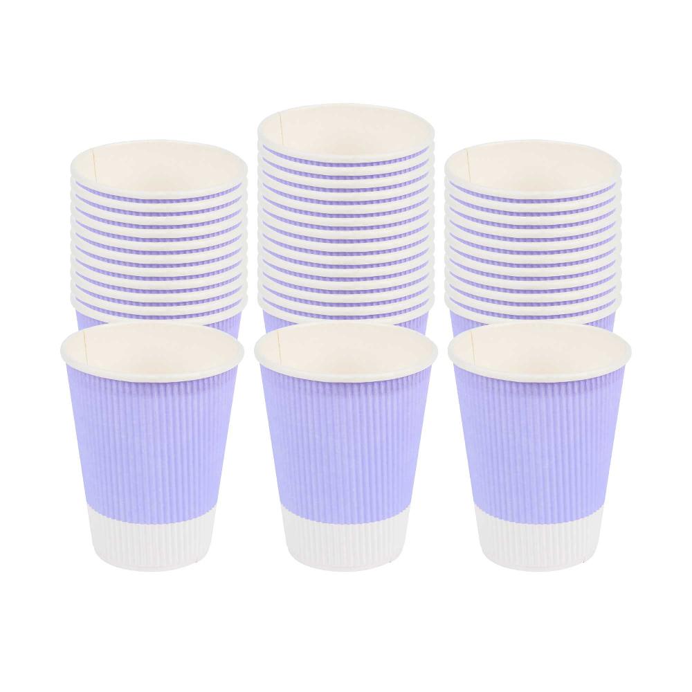 restaurantware 12 oz Light Purple Paper Coffee Cup - Ripple Wall - 3 1/2" x 3 1/2" x 4 1/4" - 500 count box