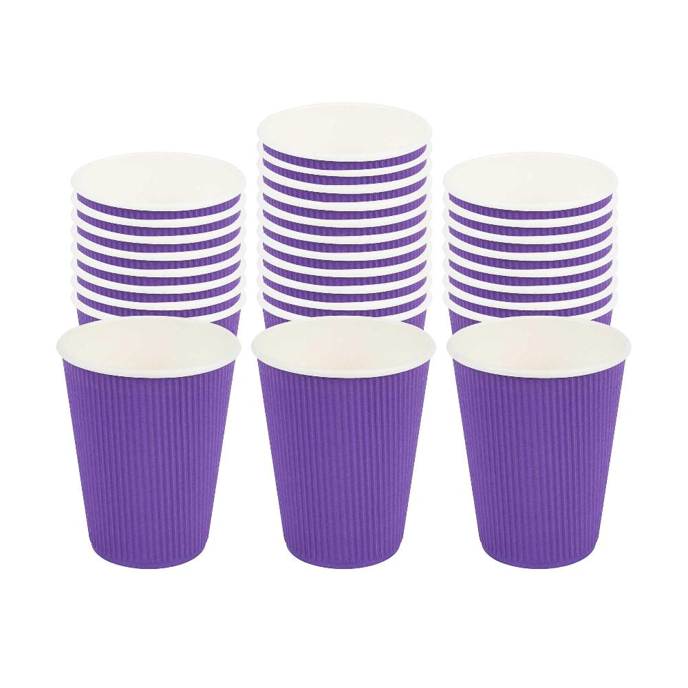 restaurantware 12 oz Royal Purple Paper Coffee Cup - Ripple Wall - 3 1/2" x 3 1/2" x 4 1/4" - 500 count box
