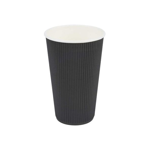 Restaurantware 16 Oz Black Paper Coffee Cup - Ripple Wall - 3 1/2" X 3 1/2" X 5 1/2" - 500 Count Box