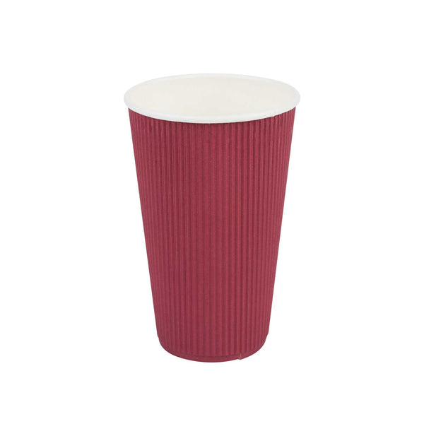 Restaurantware 16 Oz Crimson Paper Coffee Cup - Ripple Wall - 3 1/2" X 3 1/2" X 5 1/2" - 500 Count Box