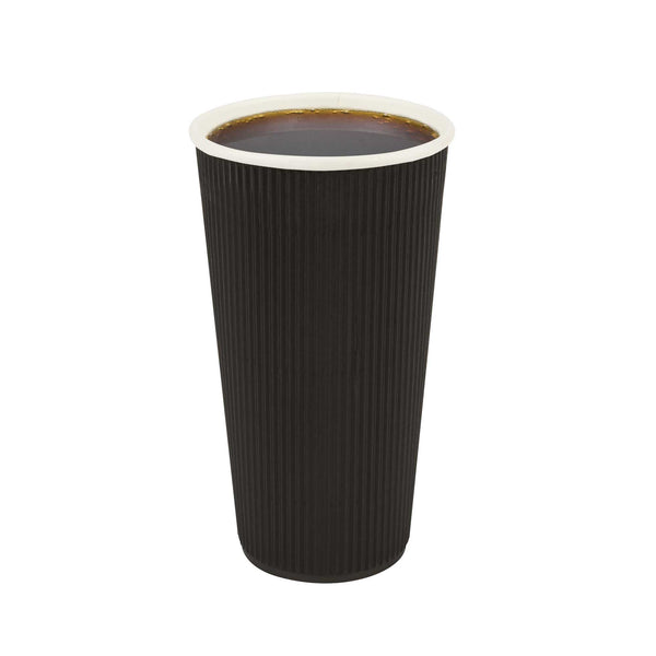 Restaurantware 20 Oz Black Paper Coffee Cup - Ripple Wall - 3 1/2" X 3 1/2" X 6 1/4" - 250 Count Box