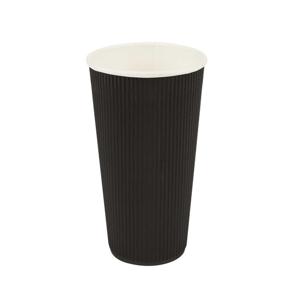 Restaurantware 20 Oz Black Paper Coffee Cup - Ripple Wall - 3 1/2" X 3 1/2" X 6 1/4" - 250 Count Box