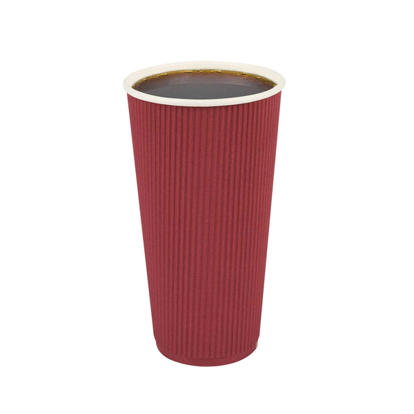 Restaurantware 20 Oz Crimson Paper Coffee Cup - Ripple Wall - 3 1/2" X 3 1/2" X 6 1/4" - 250 Count Box