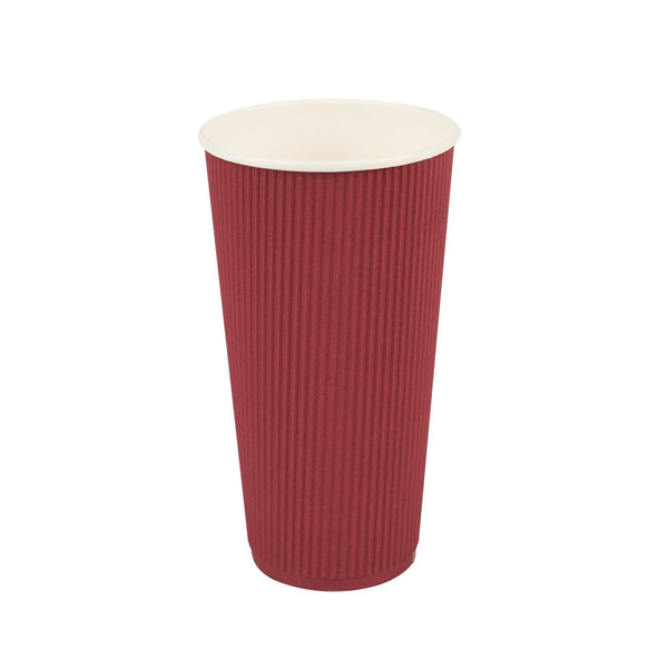 Restaurantware 20 Oz Crimson Paper Coffee Cup - Ripple Wall - 3 1/2" X 3 1/2" X 6 1/4" - 250 Count Box