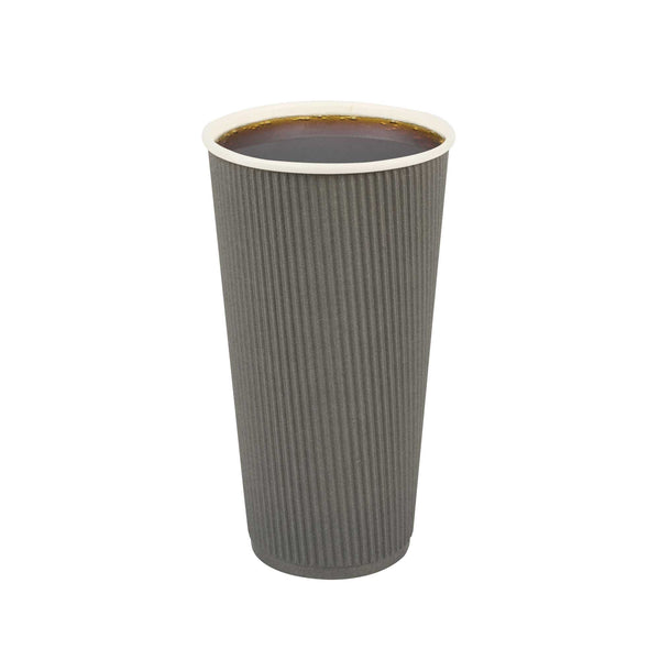 Restaurantware 20 Oz Gray Paper Coffee Cup - Ripple Wall - 3 1/2" X 3 1/2" X 6 1/4" - 250 Count Box