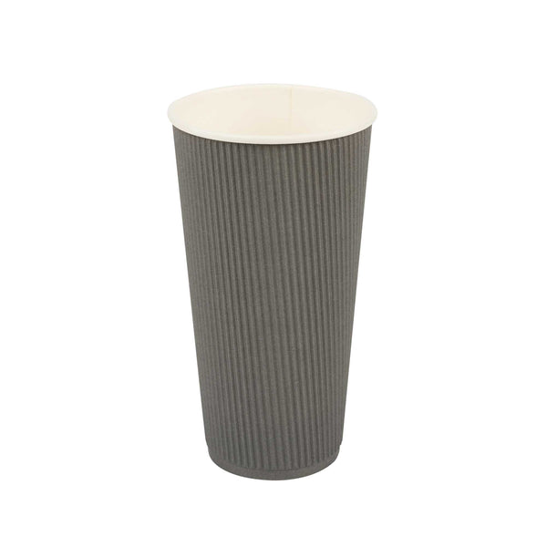Restaurantware 20 Oz Gray Paper Coffee Cup - Ripple Wall - 3 1/2" X 3 1/2" X 6 1/4" - 250 Count Box