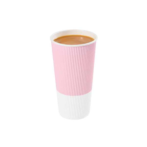 Restaurantware 20 Oz Light Pink Paper Coffee Cup - Ripple Wall - 3 1/2" X 3 1/2" X 6 1/4" - 250 Count Box