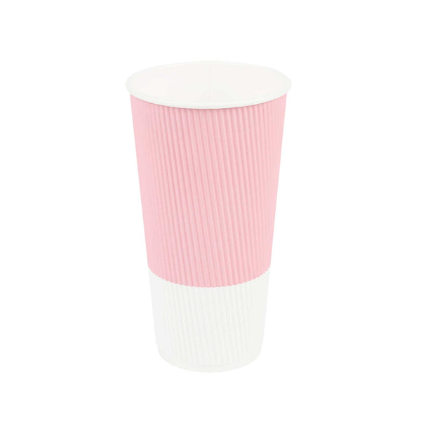 Restaurantware 20 Oz Light Pink Paper Coffee Cup - Ripple Wall - 3 1/2" X 3 1/2" X 6 1/4" - 250 Count Box