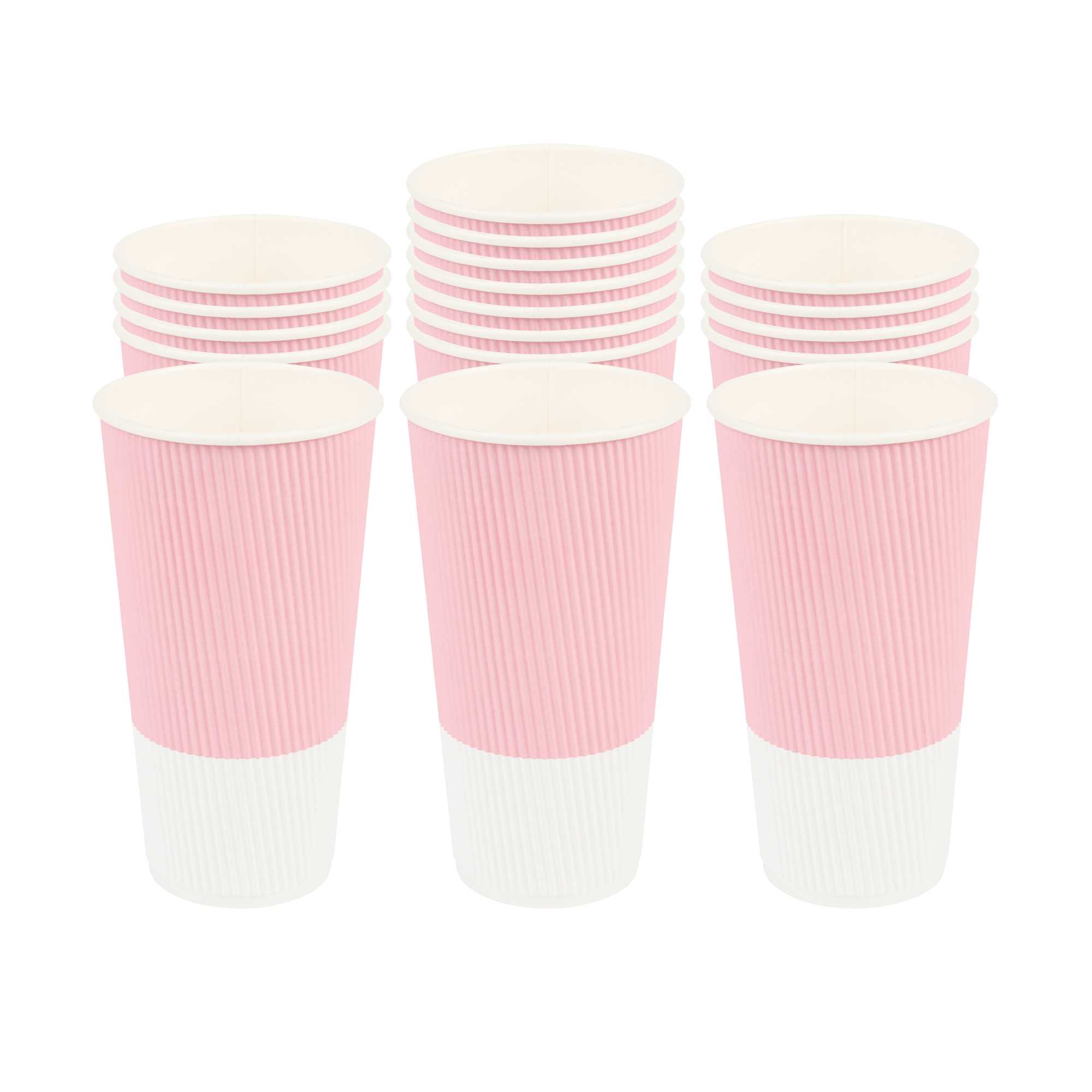 restaurantware 20 oz Light Pink Paper Coffee Cup - Ripple Wall - 3 1/2" x 3 1/2" x 6 1/4" - 250 count box