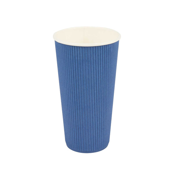 Restaurantware 20 Oz Midnight Blue Paper Coffee Cup - Ripple Wall - 3 1/2" X 3 1/2" X 6 1/4" - 250 Count Box