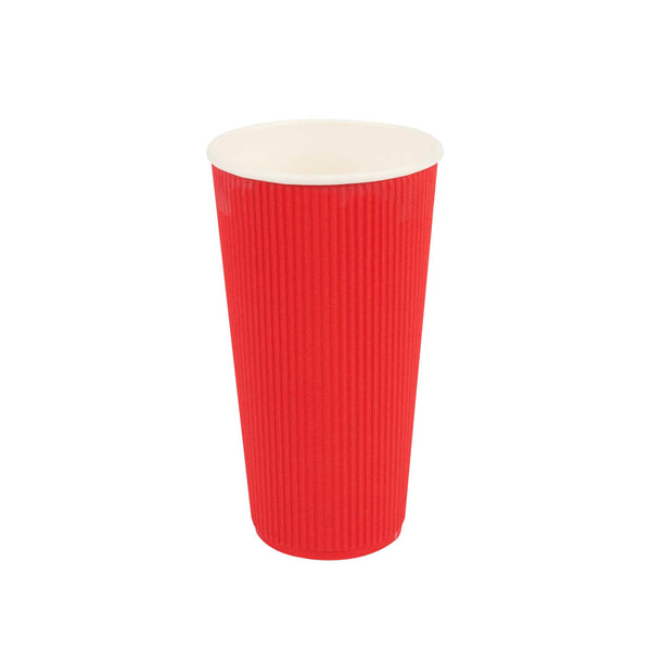 Restaurantware 20 Oz Red Paper Coffee Cup - Ripple Wall - 3 1/2" X 3 1/2" X 6 1/4" - 250 Count Box