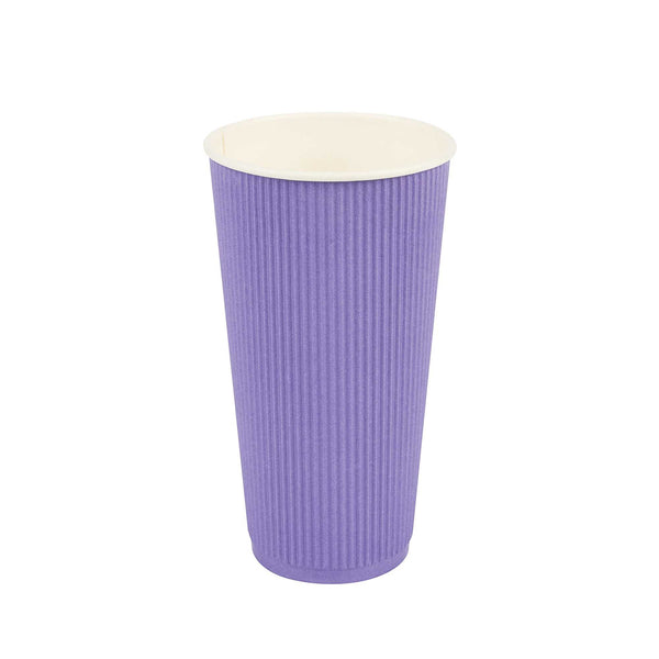Restaurantware 20 Oz Royal Purple Paper Coffee Cup - Ripple Wall - 3 1/2" X 3 1/2" X 6 1/4" - 250 Count Box