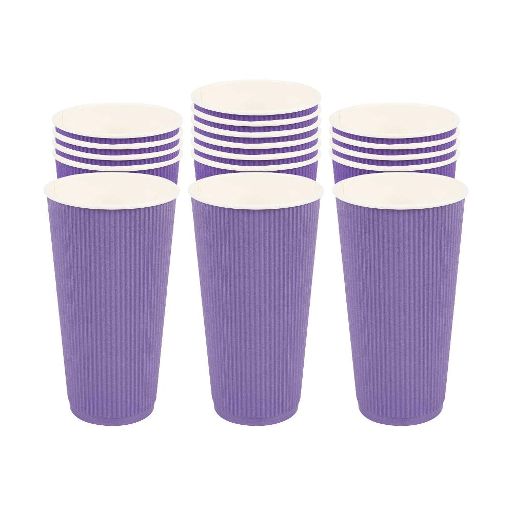 restaurantware 20 oz Royal Purple Paper Coffee Cup - Ripple Wall - 3 1/2" x 3 1/2" x 6 1/4" - 250 count box