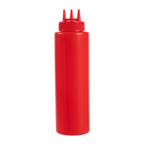 Restaurantware 32 Oz Red Plastic Ketchup Squeeze Bottle - With Triple Dispersion Tip - 6 Count Box