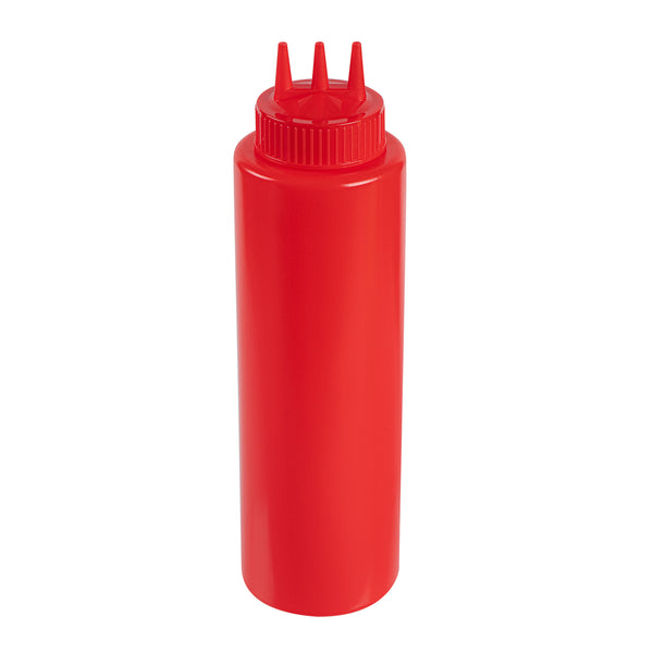 Restaurantware 32 Oz Red Plastic Ketchup Squeeze Bottle - With Triple Dispersion Tip - 6 Count Box