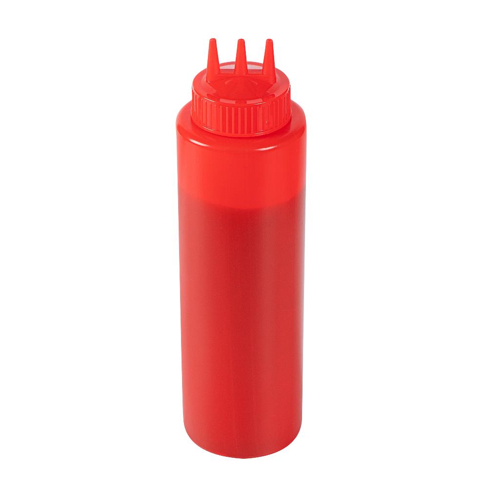 restaurantware 32 oz Red Plastic Ketchup Squeeze Bottle - with Triple Dispersion Tip - 6 count box