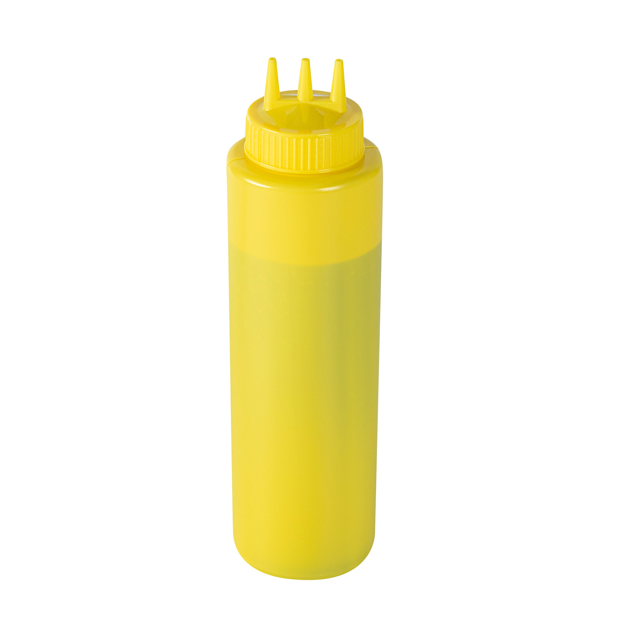 restaurantware 32 oz Yellow Plastic Mustard Squeeze Bottle - with Triple Dispersion Tip - 6 count box