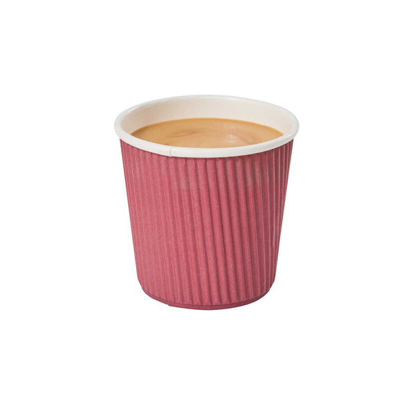 Restaurantware 4 Oz Crimson Paper Coffee Cup - Ripple Wall - 2 1/2" X 2 1/2" X 2 1/4" - 500 Count Box