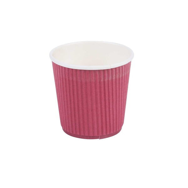 Restaurantware 4 Oz Crimson Paper Coffee Cup - Ripple Wall - 2 1/2" X 2 1/2" X 2 1/4" - 500 Count Box
