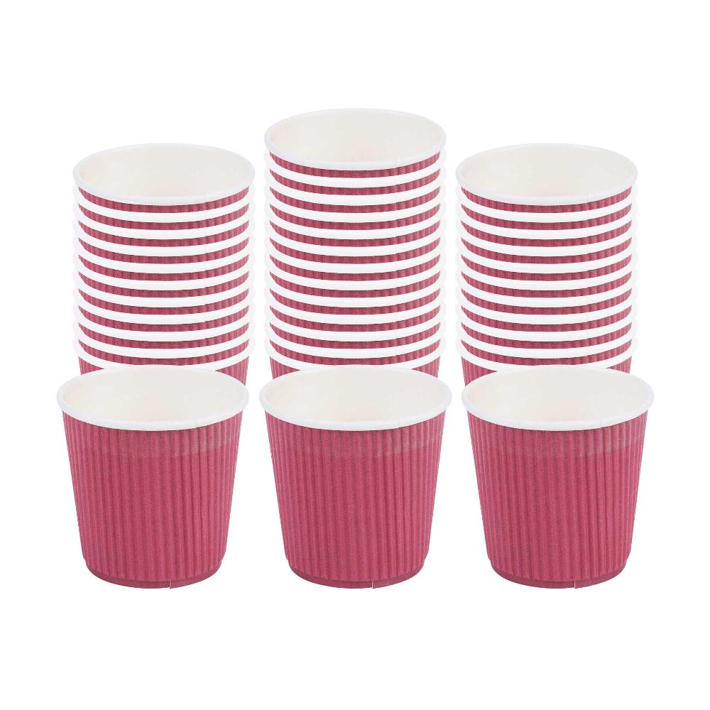 restaurantware 4 oz Crimson Paper Coffee Cup - Ripple Wall - 2 1/2" x 2 1/2" x 2 1/4" - 500 count box