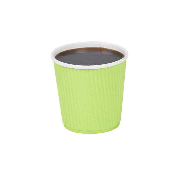 Restaurantware 4 Oz Eco Green Paper Coffee Cup - Ripple Wall - 2 1/2" X 2 1/2" X 2 1/4" - 500 Count Box