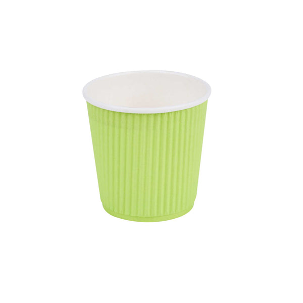 Restaurantware 4 Oz Eco Green Paper Coffee Cup - Ripple Wall - 2 1/2" X 2 1/2" X 2 1/4" - 500 Count Box