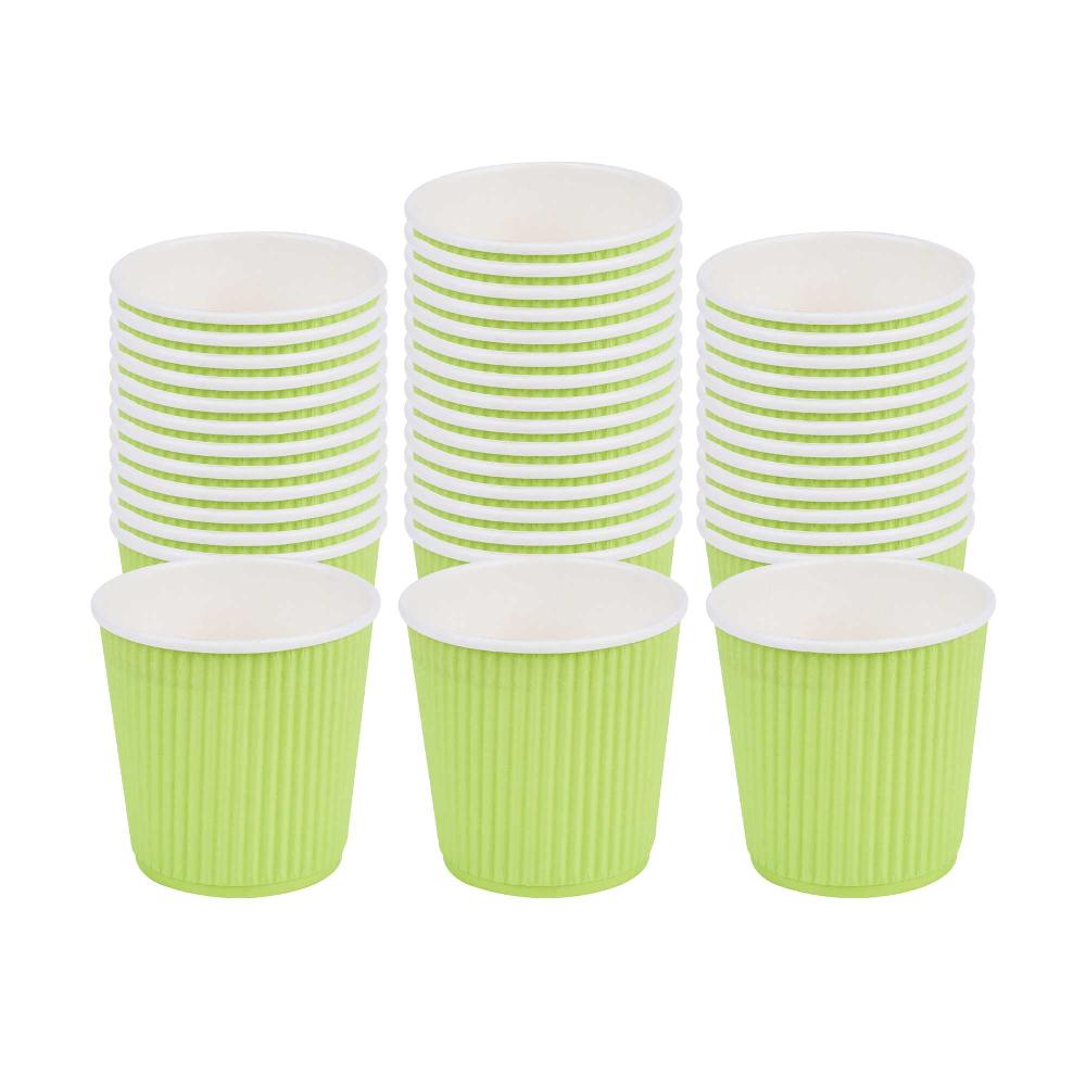 restaurantware 4 oz Eco Green Paper Coffee Cup - Ripple Wall - 2 1/2" x 2 1/2" x 2 1/4" - 500 count box