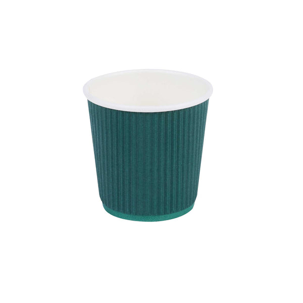 Restaurantware 4 Oz Forest Green Paper Coffee Cup - Ripple Wall - 2 1/2" X 2 1/2" X 2 1/4" - 500 Count Box