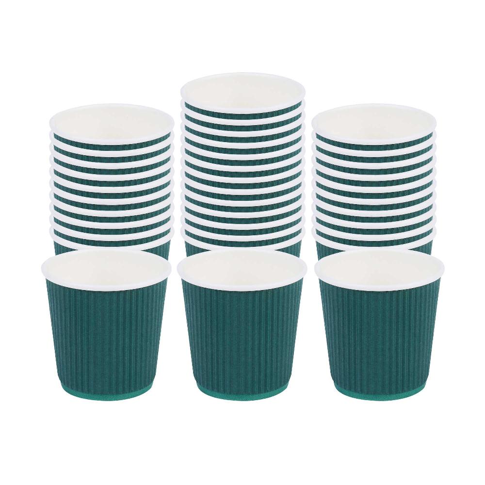 restaurantware 4 oz Forest Green Paper Coffee Cup - Ripple Wall - 2 1/2" x 2 1/2" x 2 1/4" - 500 count box