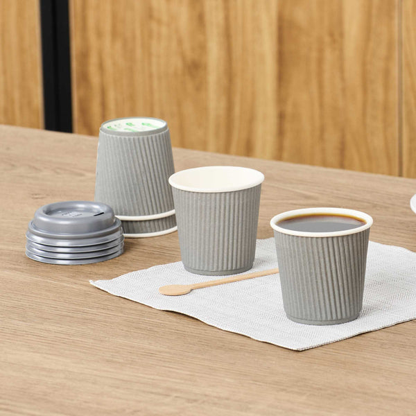 Restaurantware 4 Oz Gray Paper Coffee Cup - Ripple Wall - 2 1/2" X 2 1/2" X 2 1/4" - 500 Count Box