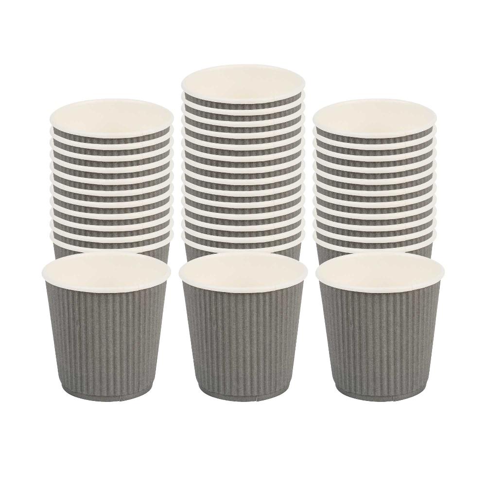 restaurantware 4 oz Gray Paper Coffee Cup - Ripple Wall - 2 1/2" x 2 1/2" x 2 1/4" - 500 count box